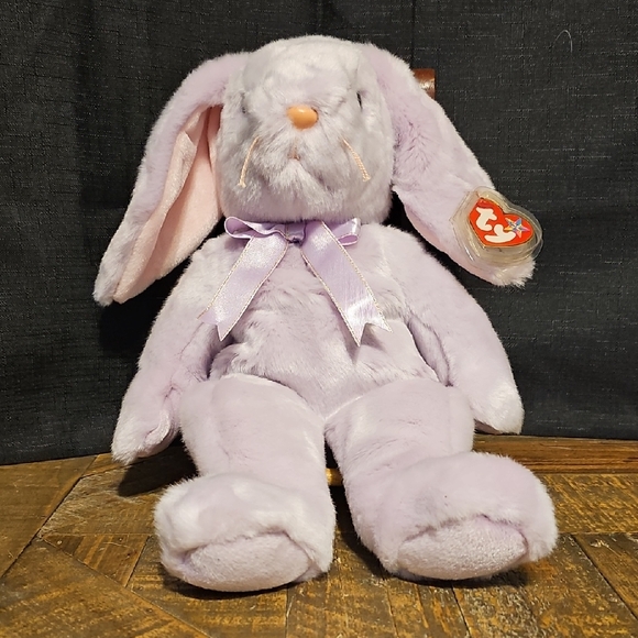 Ty Other - Ty "Floppity" Lavender Plush Bunny with Pink Ears - Buddies Collection - 2001